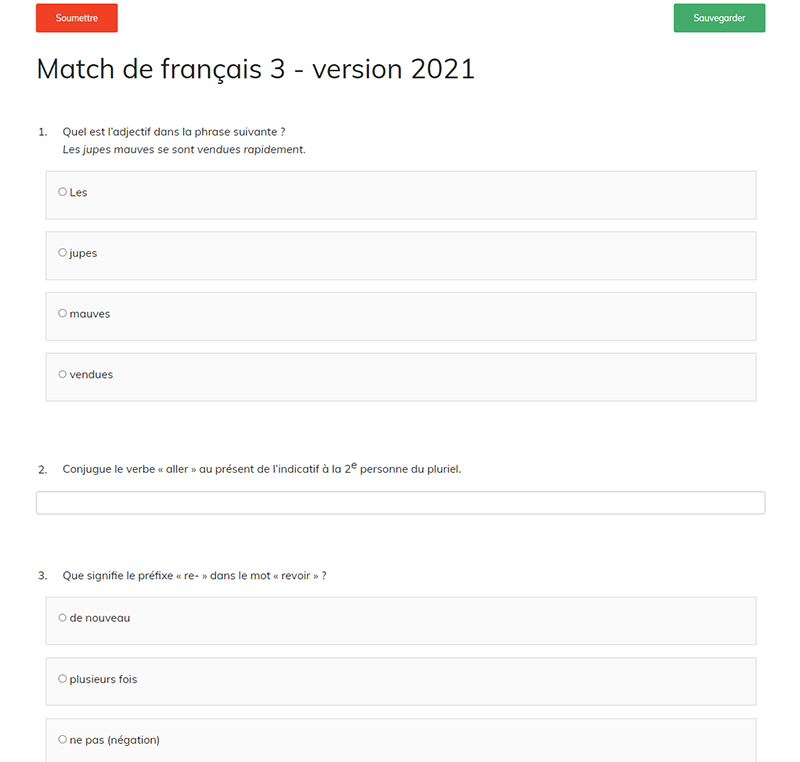Match de français 3 - version 2021