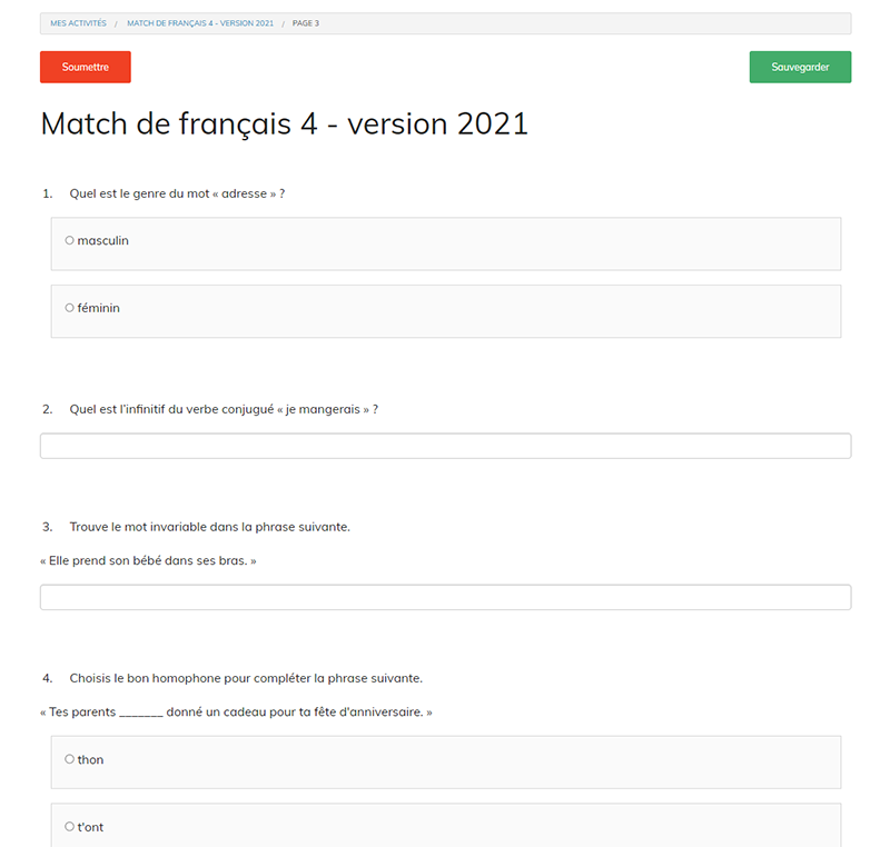 Match de français 4 - version 2021
