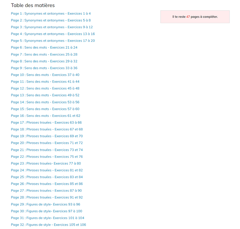 Vocabulaire 1re secondaire