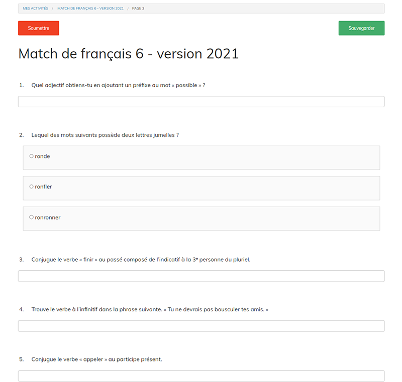 Match de français 6 - version 2021