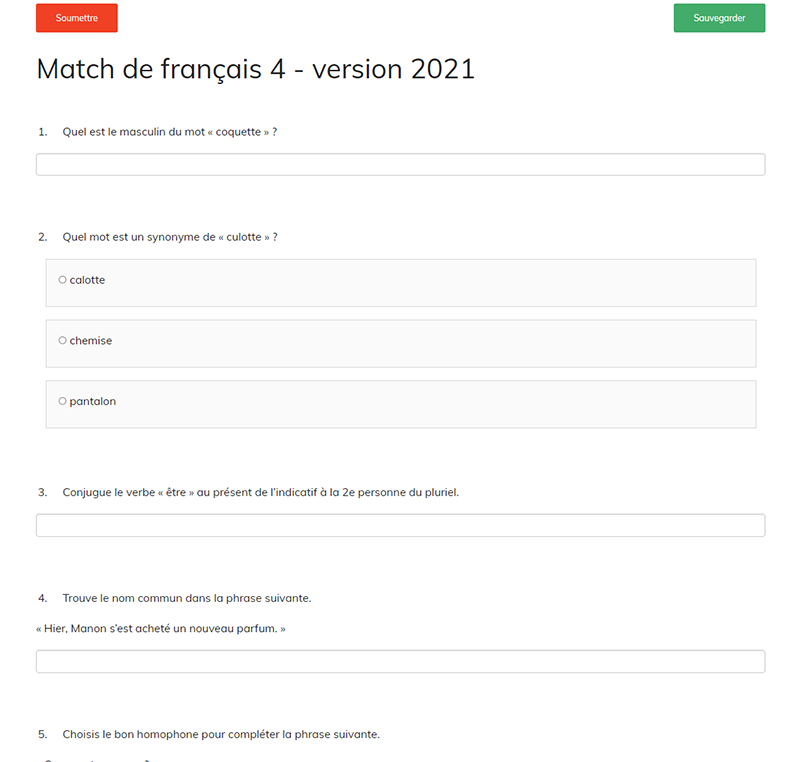 Match de français 4 - version 2021