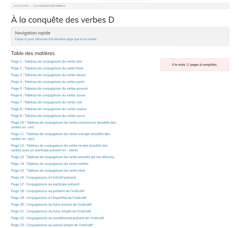 À la conquête des verbes D