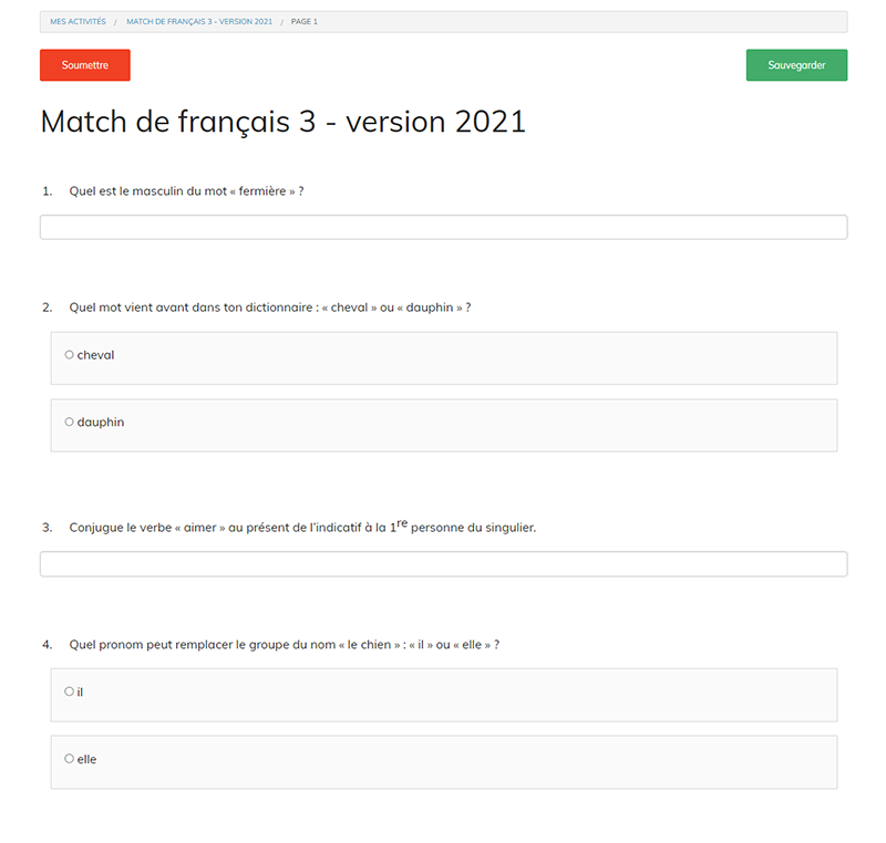 Match de français 3 - version 2021