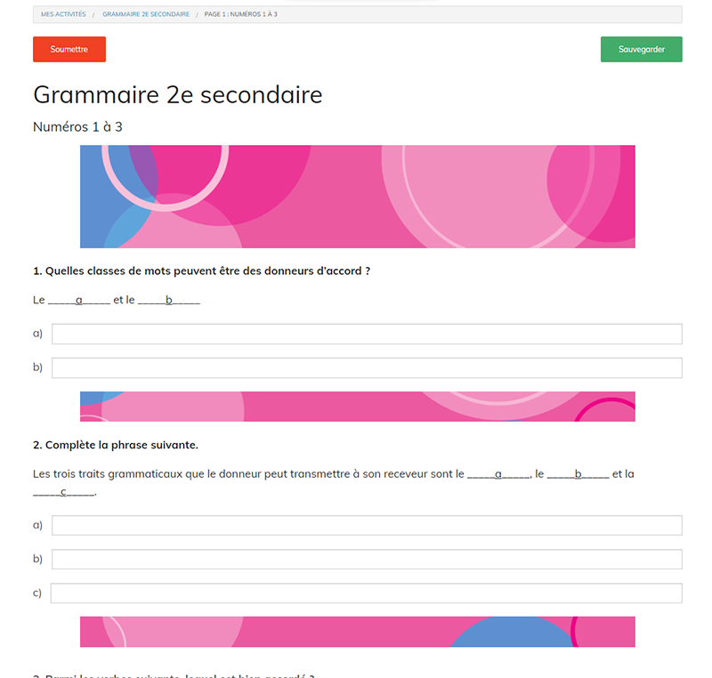 Grammaire 2e secondaire
